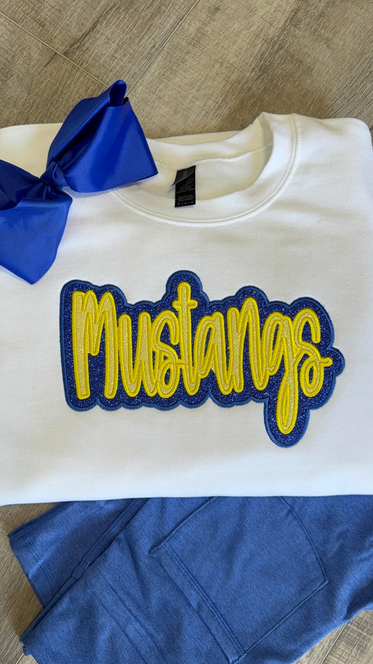 White Mustangs Glitter Sweatshirt